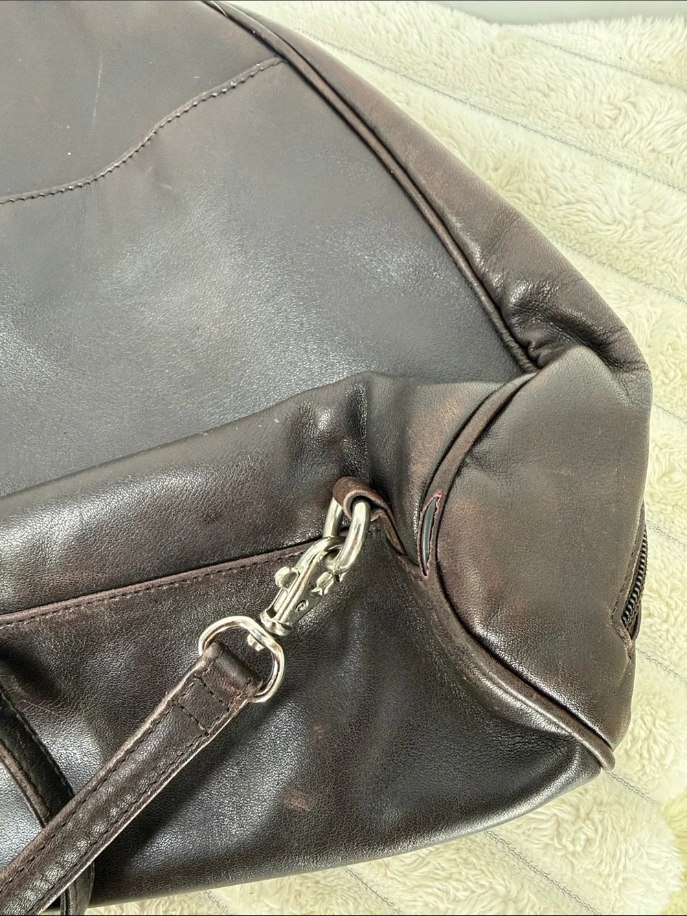 Vintage Nine West Dark Brown Leather Sling Backpack